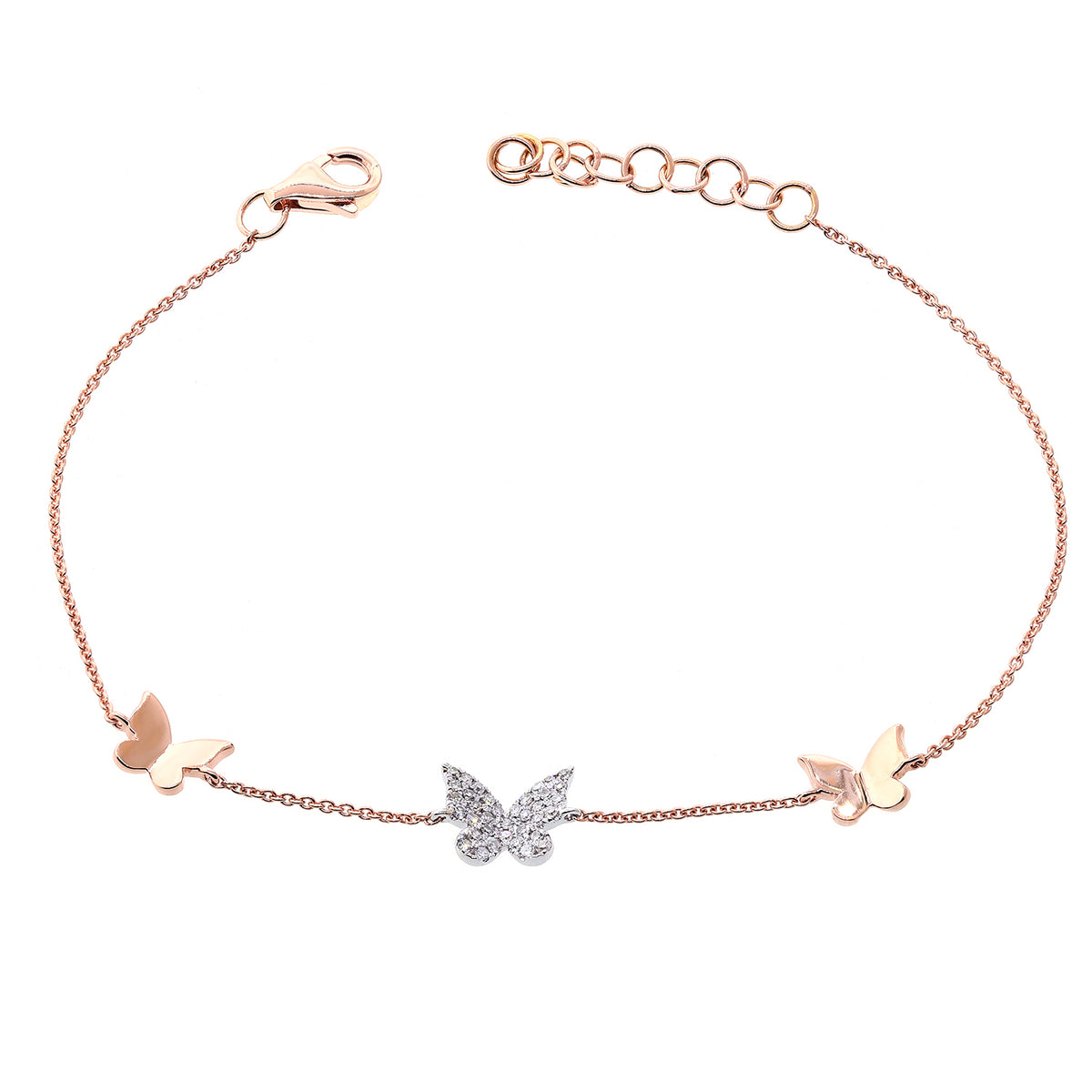 0.10 CT Diamond Butterfly Chain Bracelet