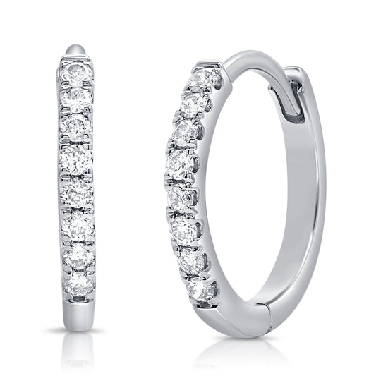 14K Gold Diamond Huggie Hoop Earrings- 0.18 Carats | Elegant Everyday Essentials