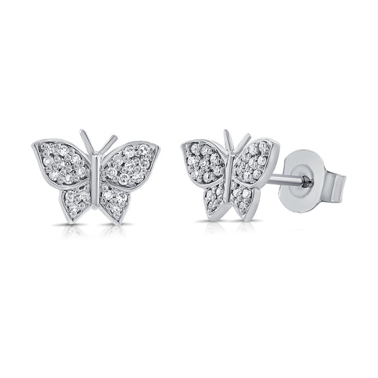 0.09CT Diamond Butterfly Stud Earrings