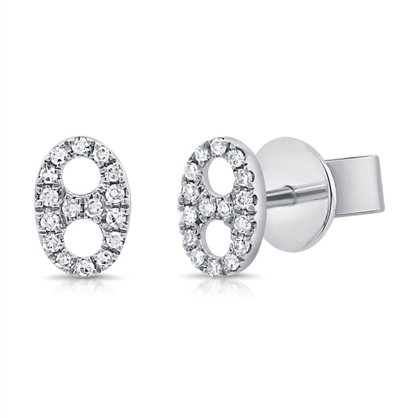Diamond Pave Designer Open Link Classic Stud Earrings
