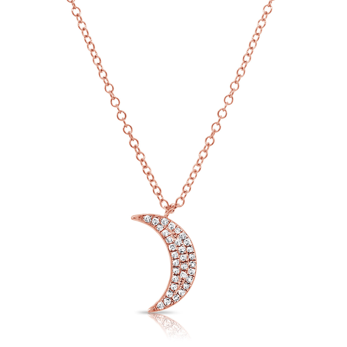 14K Gold Moon Necklace with Diamonds
