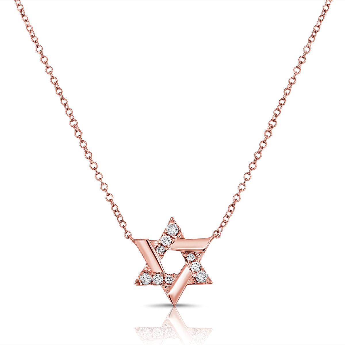 0.15 Carat Diamond Star of David Necklace in 14K White, Yellow, or Rose Gold