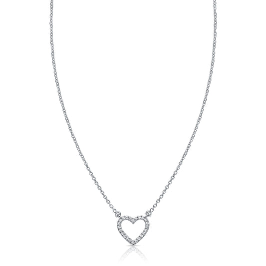 14K Gold Open Diamond Heart Necklace