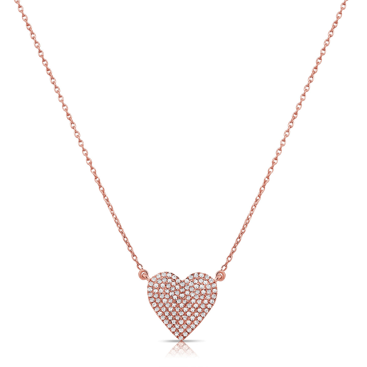 0.21ct Natural Diamond Pavé Heart Necklace in 14K Gold