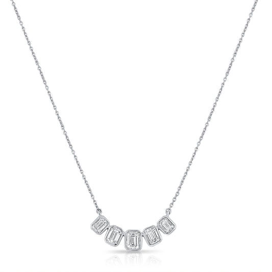 1.00ct Emerald-Cut Diamond Bezel Station Necklace in 14K Gold