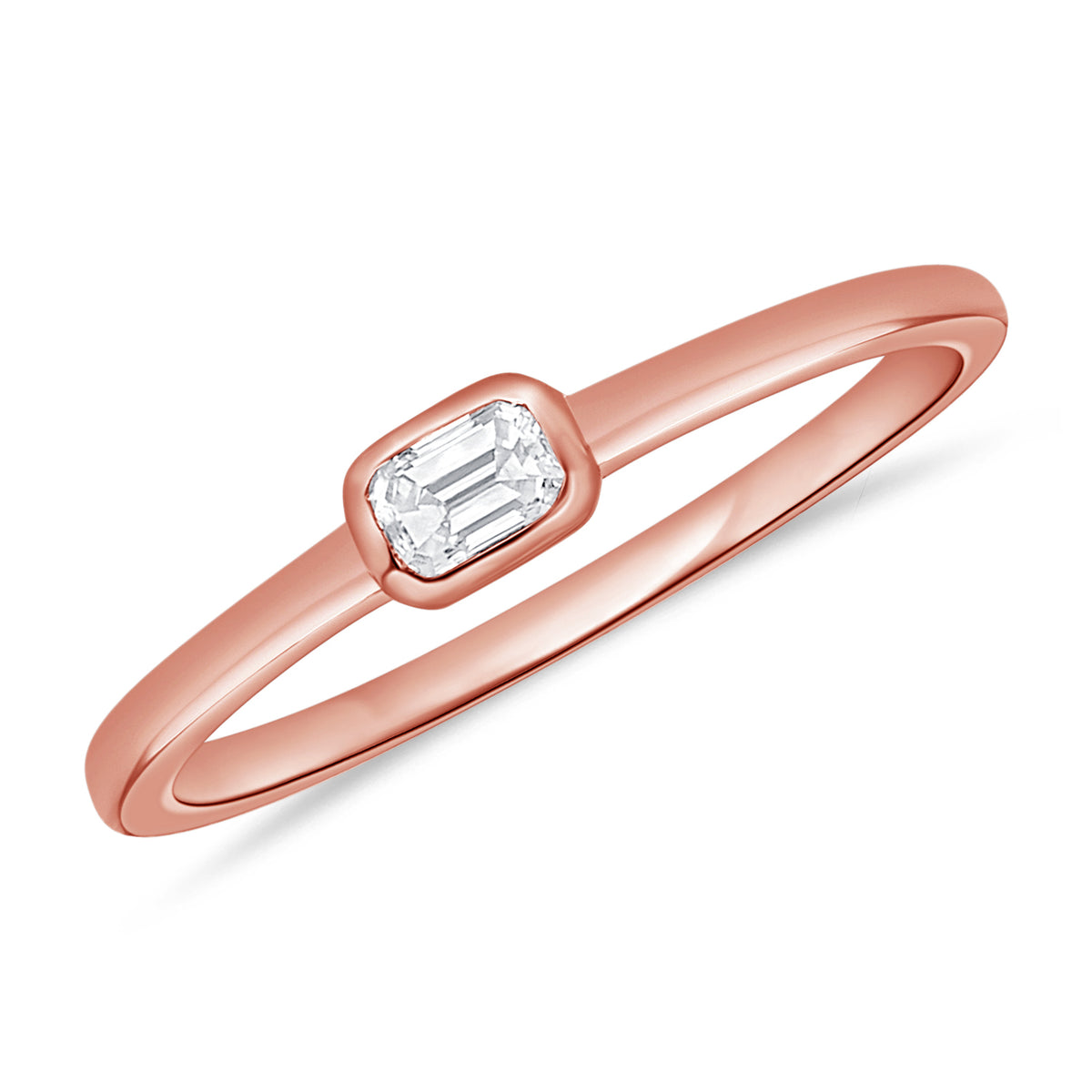 Emerald-Cut Diamond Solitaire Ring in 14K Gold