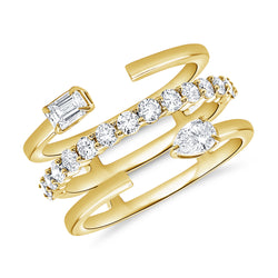 1.13ct  TW Diamond Open Wrap Ring set in 14kt Gold with Multi Cut Diamonds