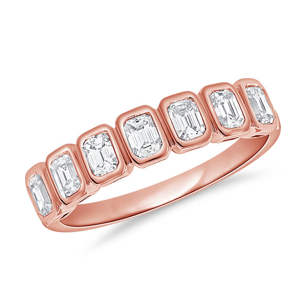 0.70ct Emerald Cut Bezel & Channel Set Diamond Ring