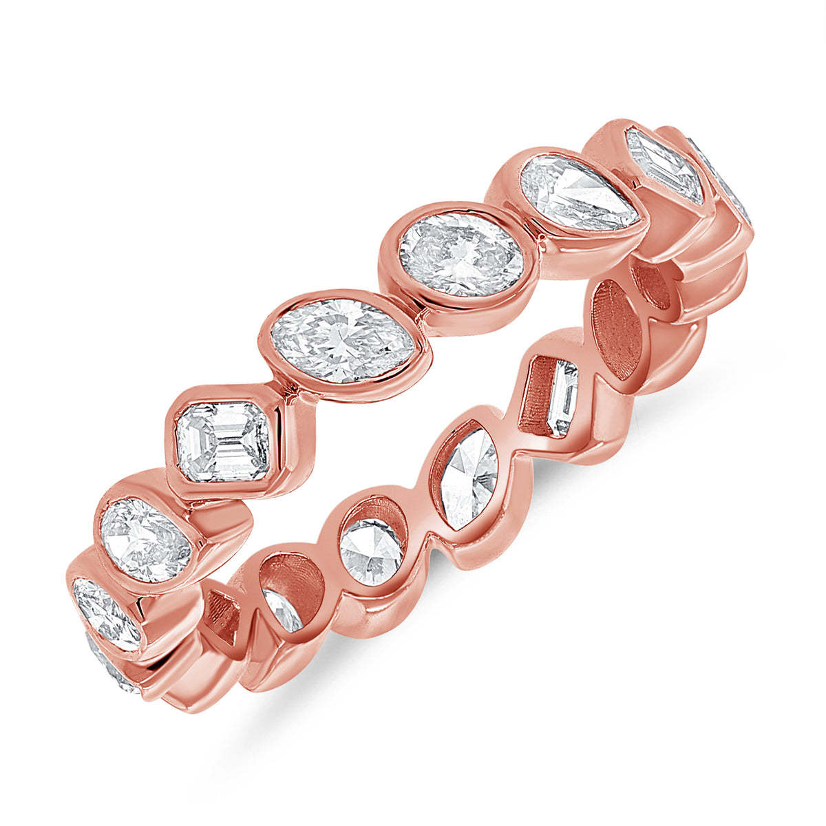 Stunning 14K Gold Multi-Cut Lab Grown Diamond Eternity Band