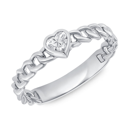 0.25CT Heart-Shaped Diamond Chain Ring