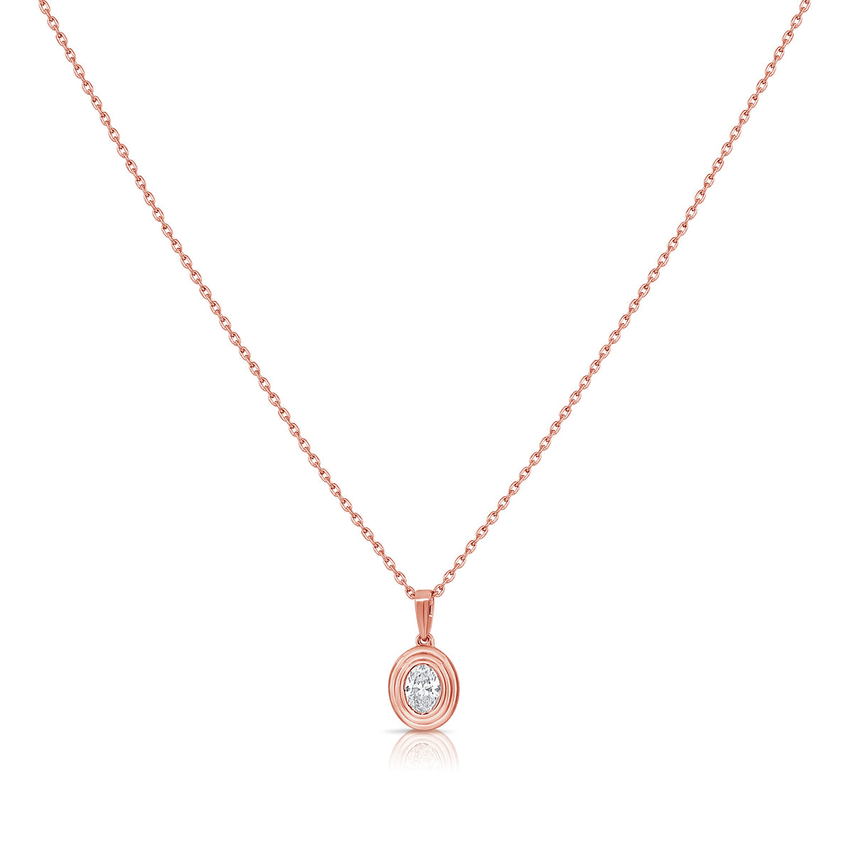 14K Gold 0.20ct Oval Diamond Solitaire Pendant Necklace