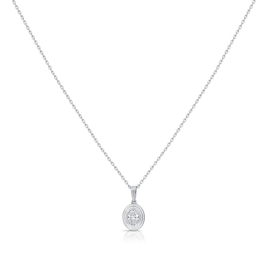 14K Gold 0.20ct Oval Diamond Solitaire Pendant Necklace