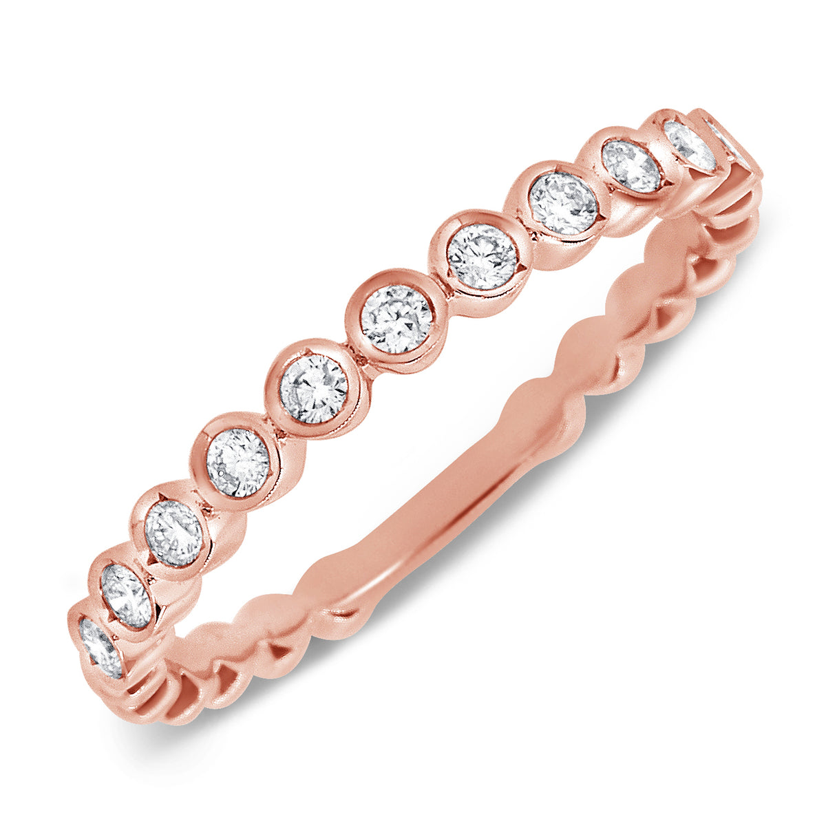 14K Gold 3/4 Diamond Band Ring – 0.19ct Round Brilliant Diamonds