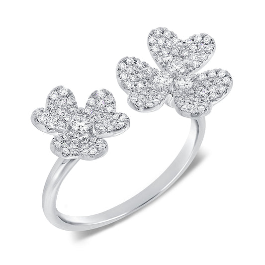 0.43 Carat Diamond Double Flower Wrap Ring in 14K White, Yellow, or Rose Gold