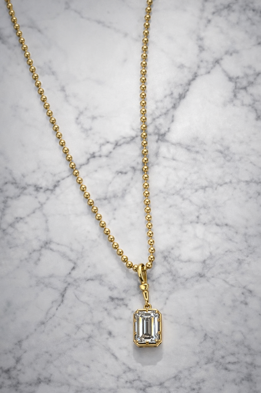 1.75 Carat Radiant Lab Grown Diamond Necklace in 14K Yellow Gold with Black Rhodium