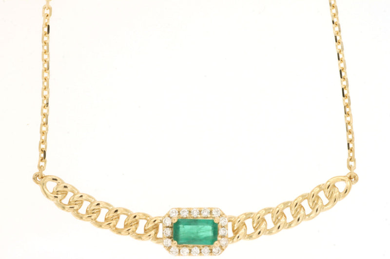 Emerald & Diamond Cuban Pendant