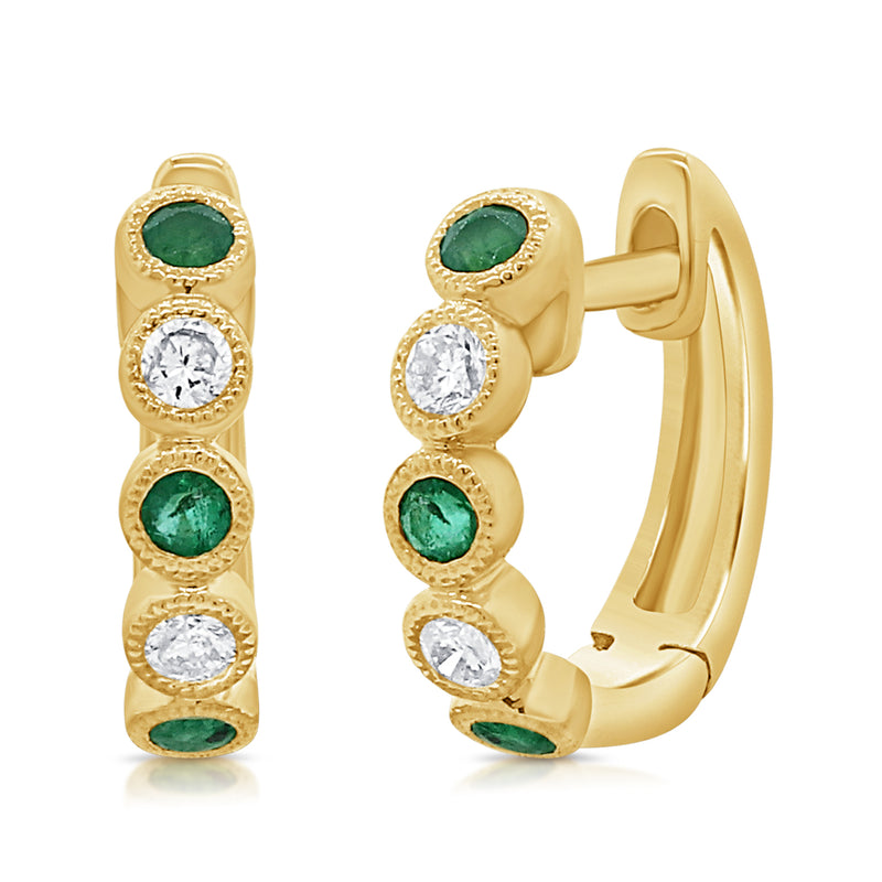 0.31ct Color & Rainbow Colored Stone Huggie Earrings in 14kt Gold
