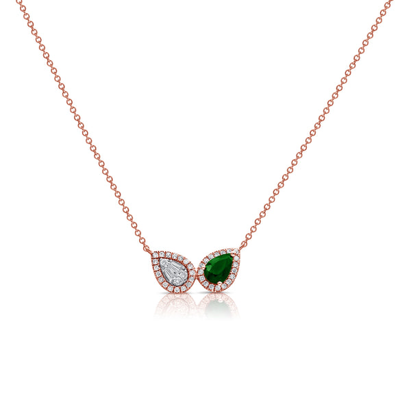 Diamond & Colored Stone Rainbow Pear Shaped Pendant Necklace in 14kt Gold