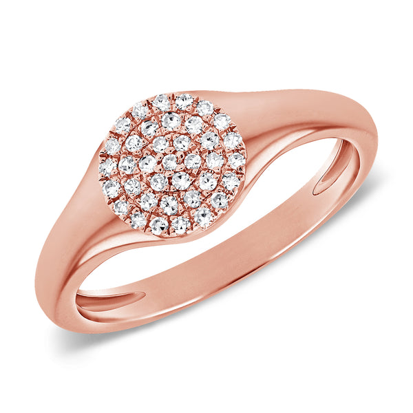 Diamond Pave Geometric Signet Pinky Ring