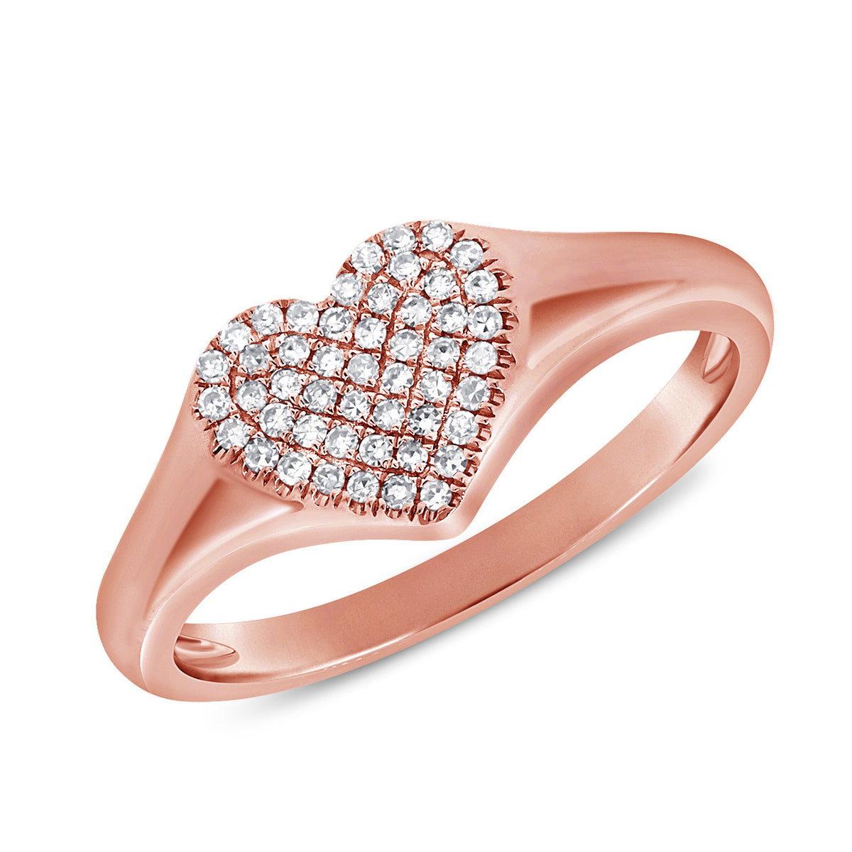 14K Gold Diamond Heart Pinky Ring