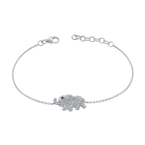 0.55ct Pave Diamond Elephant Link Bracelet