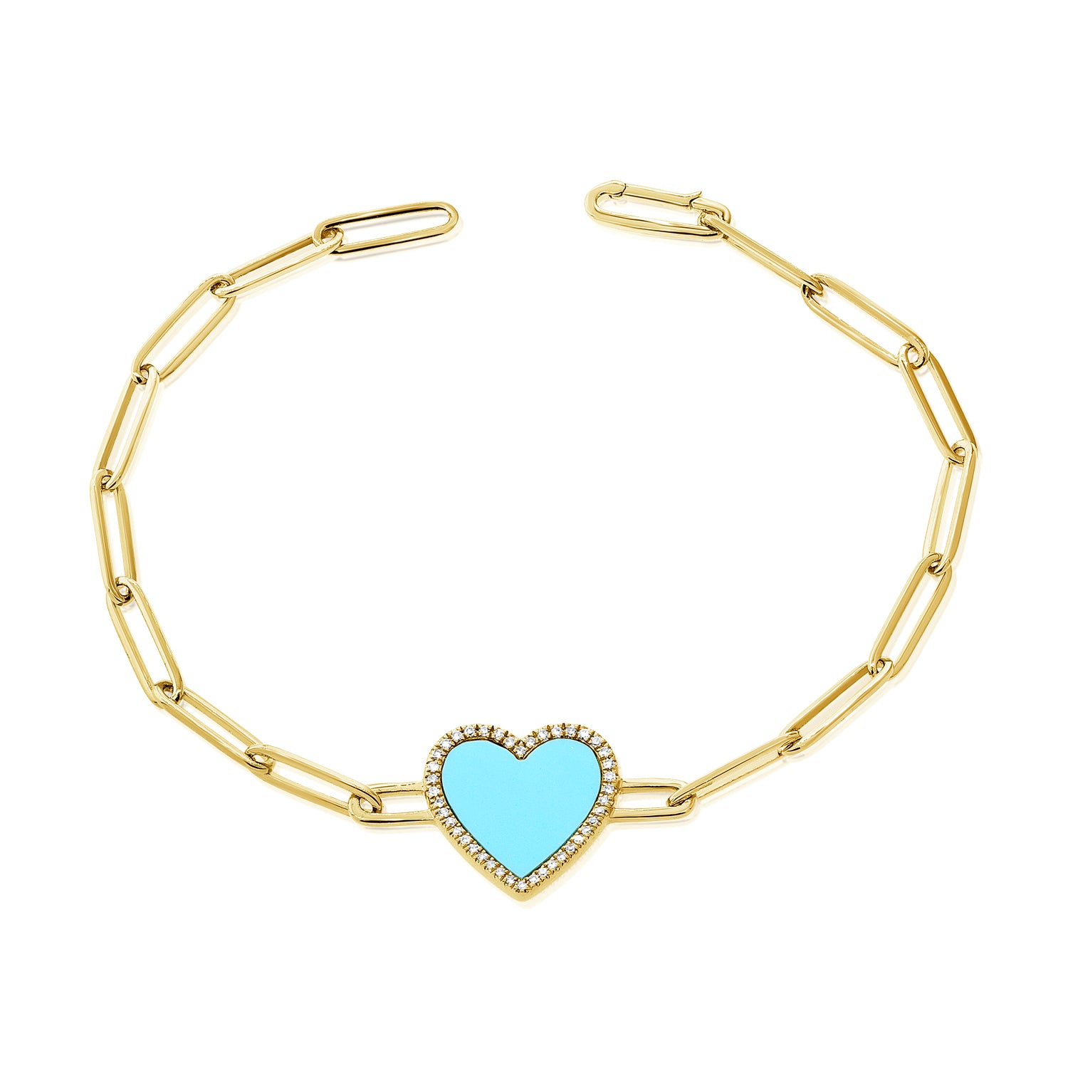 Turquoise Diamond Heart Bracelet made in 14K Gold – OKG Jewelry