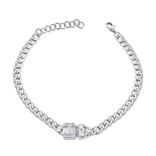 0.62ct Multi Cut Diamond Designer Chain Link Bangle Bracelet