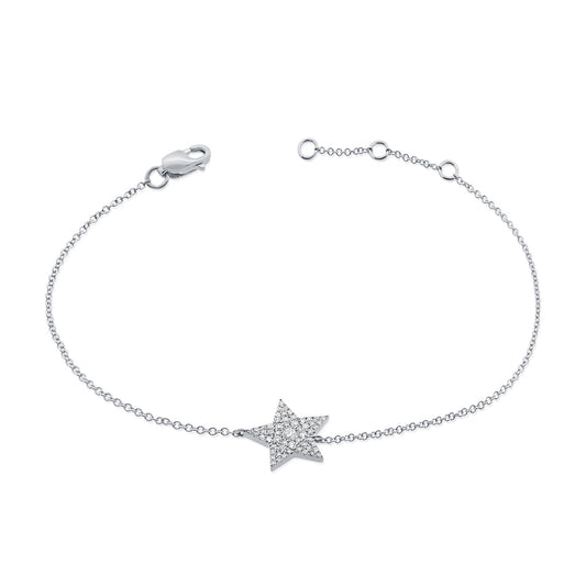 14K Gold Star Bracelet with Diamonds