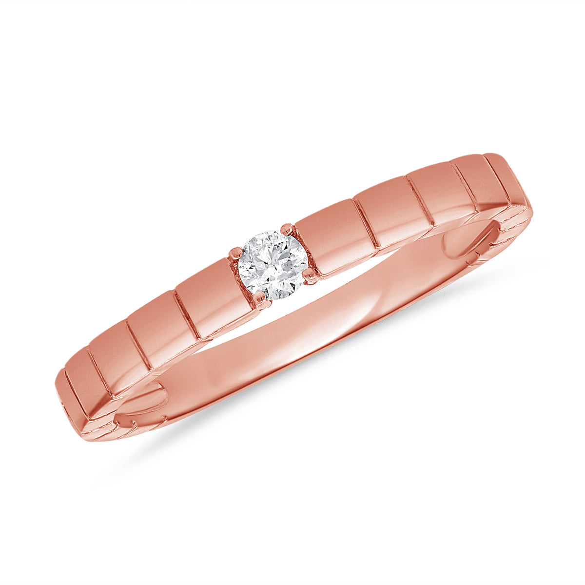 Elegant Solitaire Diamond Band Ring in 14K Gold