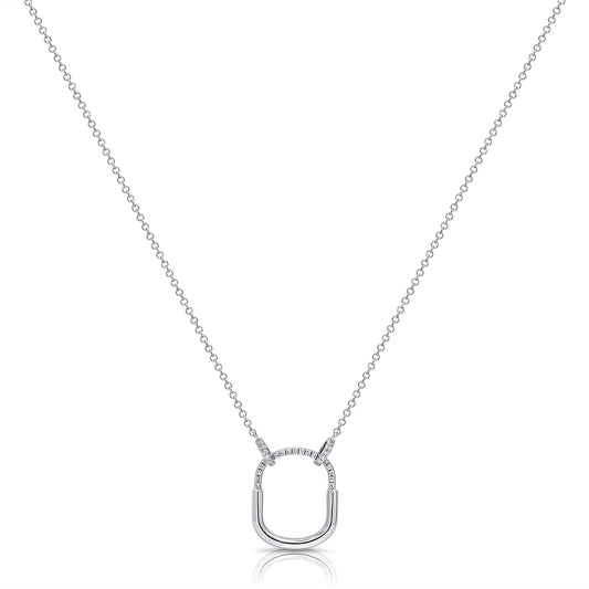 14K Gold Diamond Paperclip Pendant Necklace