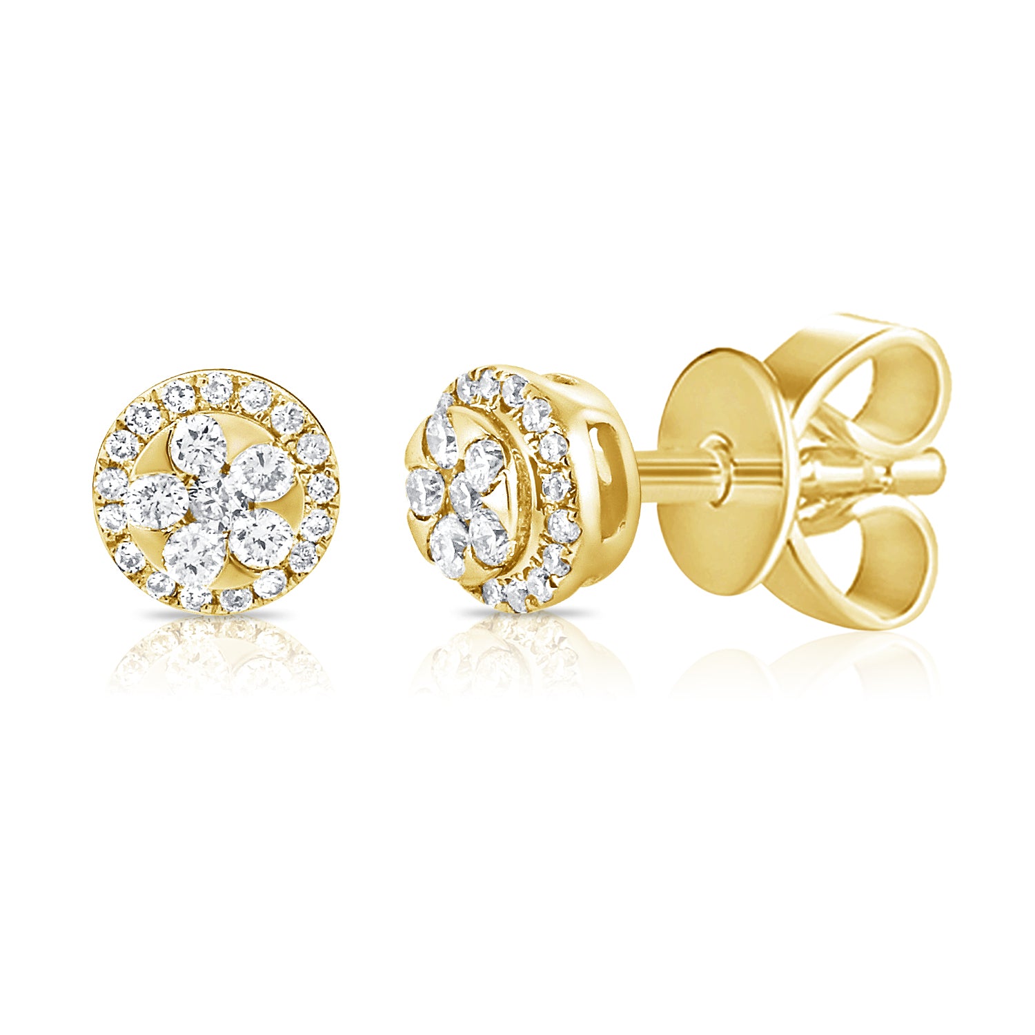 Diamond Floral Stud Earrings – OKG Jewelry - Main Image