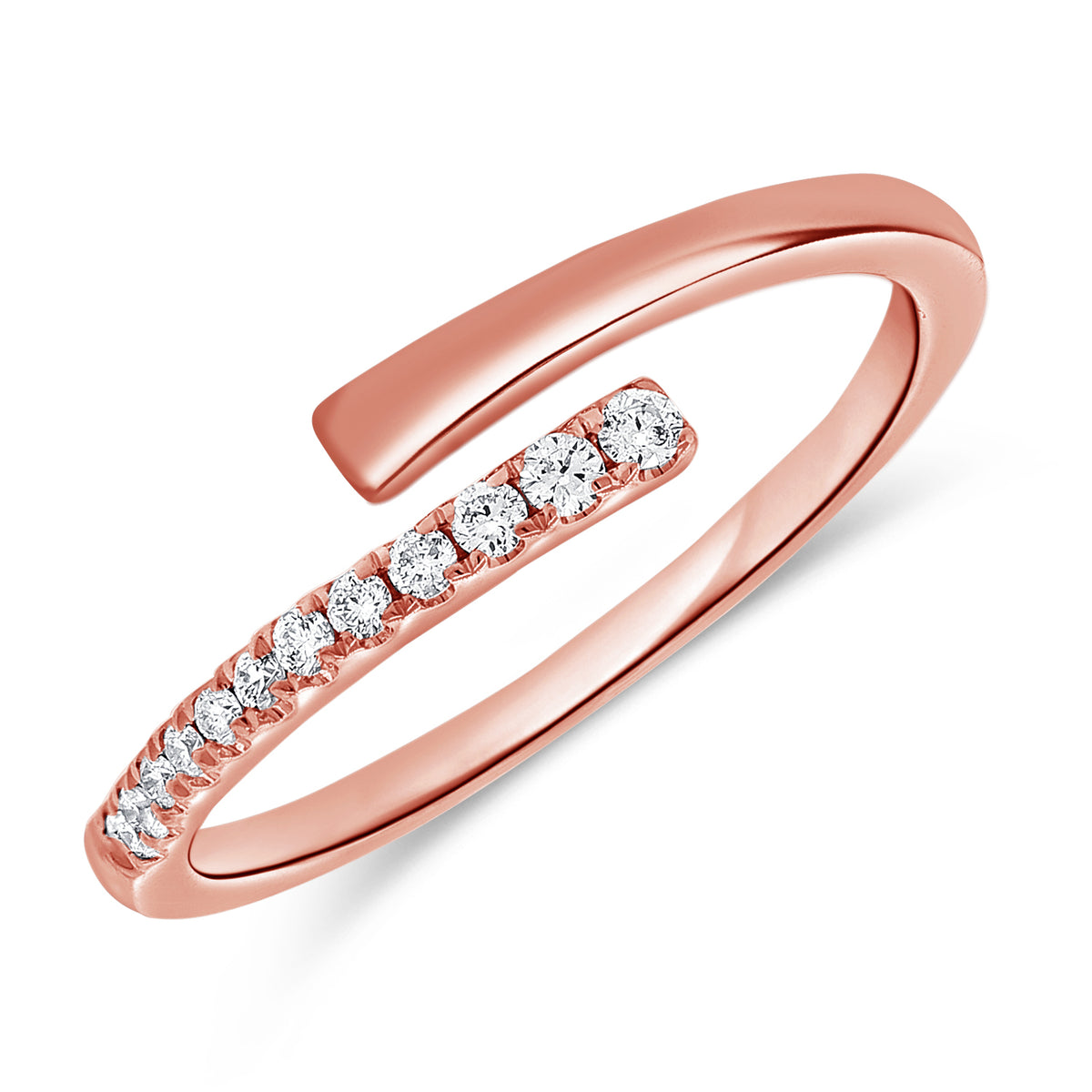 14K Gold Diamond Wrap Ring – Modern Curved Design with 0.11ct Diamonds