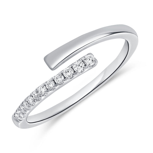 14K Gold Diamond Wrap Ring – Modern Curved Design with 0.11ct Diamonds