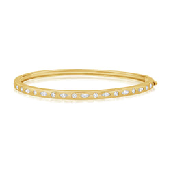 Diamond 14kt Gold Skinny Fashion Trend Bangle Bracelet