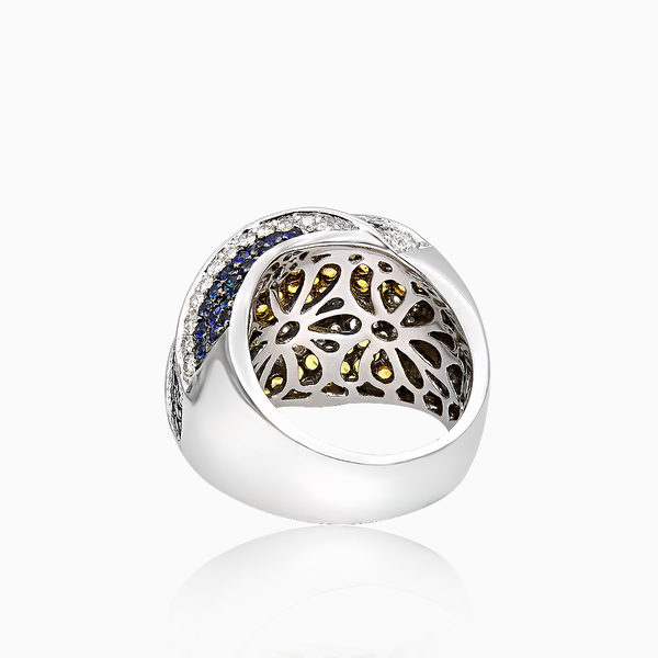 18kt yellow gold and sterling silver caged diamond ring