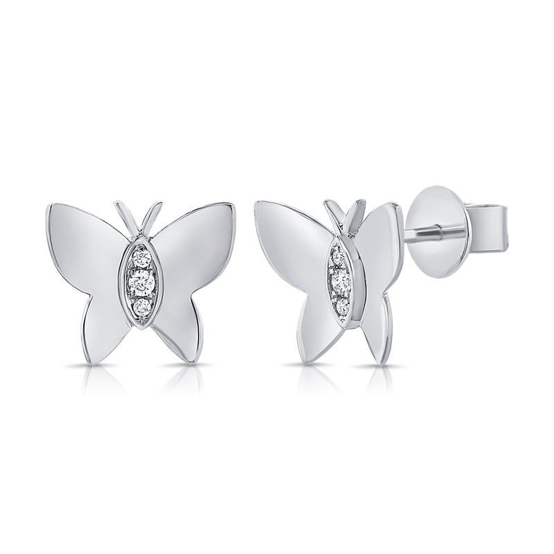 Gold & Diamond Butterfly Stud Earrings set in 14kt Gold