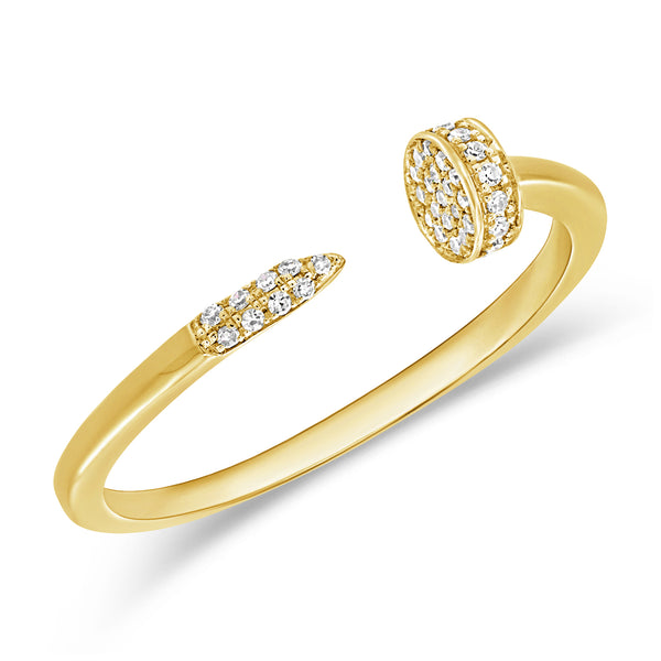 Pave Diamond open & wrap nail ring set in 14kt Gold