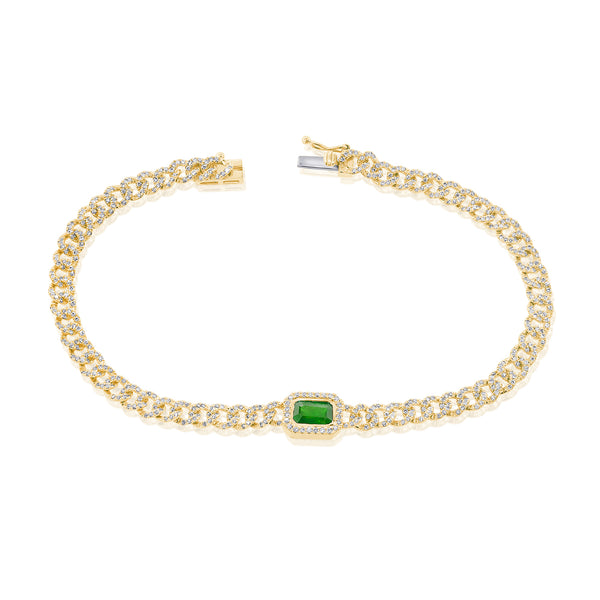 Cuban Chain Emerald Centerpiece Bracelet