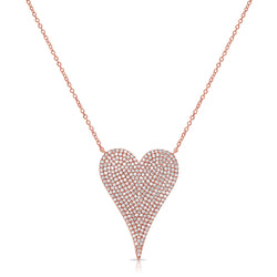 Rose Gold Elongated Heart Diamond Necklace