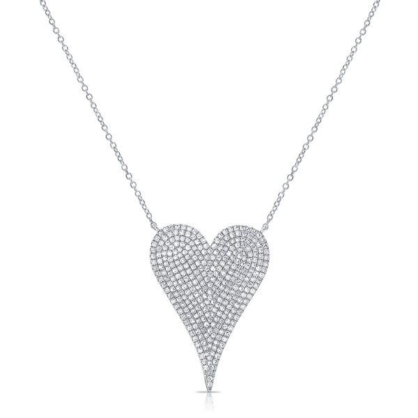 White Gold Elongated Heart Diamond Necklace