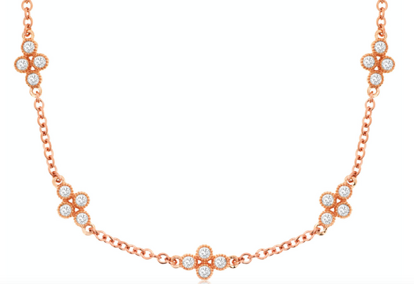 Rose Gold Station Diamond Necklace