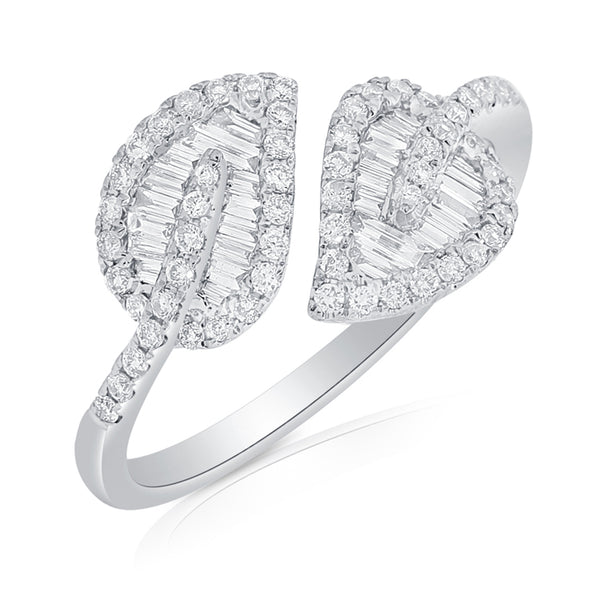 White Diamond Small Leaf Diamond Ring