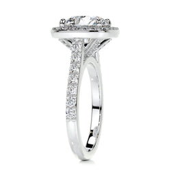 Elegant Round Brilliant Diamond Pavé Engagement Ring in 14K White Gold