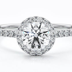 Timeless Radiance: Customizable Halo Diamond Ring in Platinum Setting