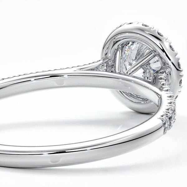 Elegance in 14K White Gold: Halo Diamond Pavé Engagement Ring