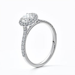 Elegance in 14K White Gold: Halo Diamond Pavé Engagement Ring