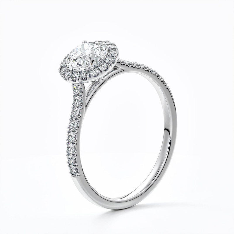 Elegance in 14K White Gold: Halo Diamond Pavé Engagement Ring