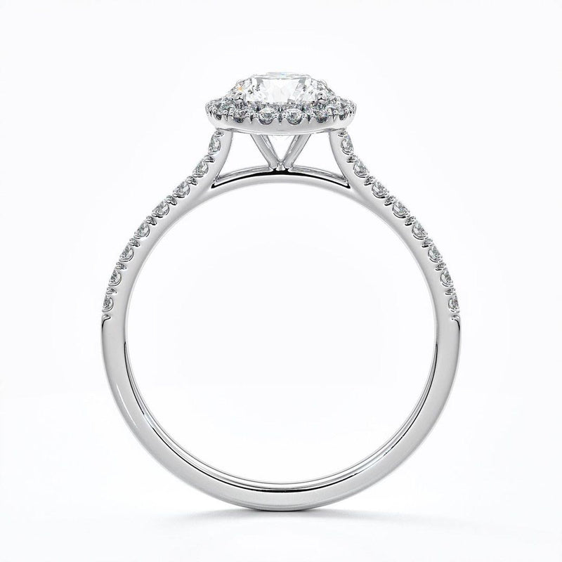 Elegance in 14K White Gold: Halo Diamond Pavé Engagement Ring