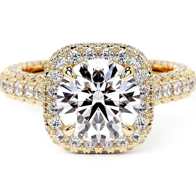 Radiant Cushion Halo Diamond Engagement Ring in 14K Yellow Gold