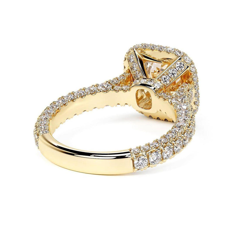 Radiant Cushion Halo Diamond Engagement Ring in 14K Yellow Gold